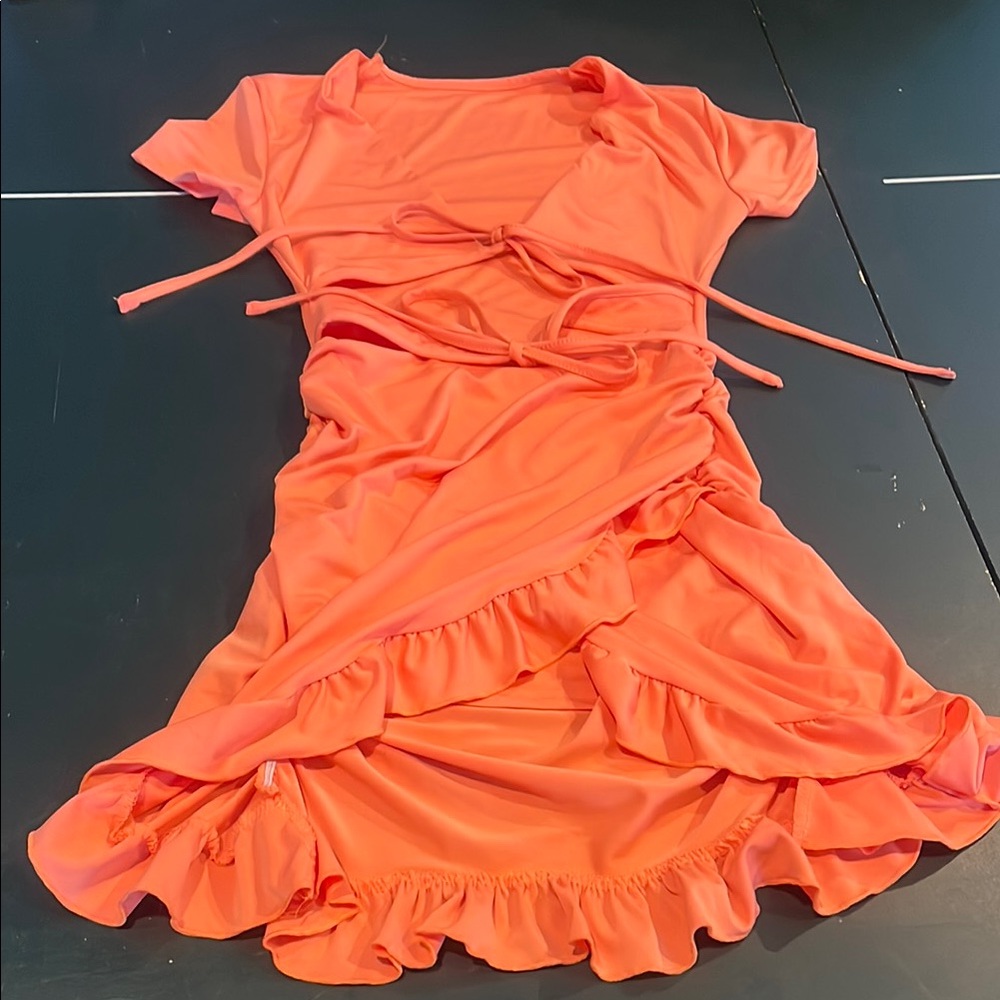 Vibrant Orange Wrap Dress